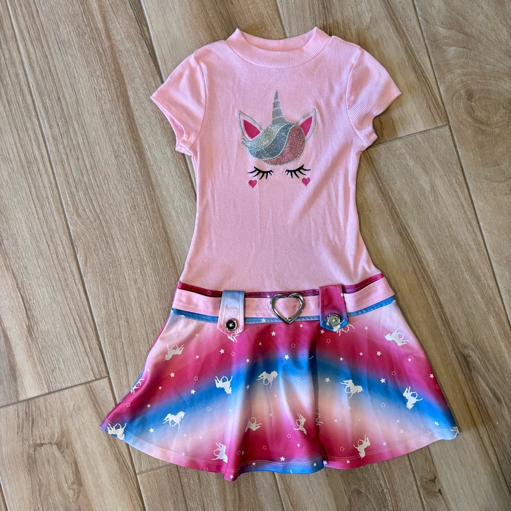 Lilt Pink and Rainbow Unicorn Dress